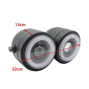 Faro doble para motocicleta <span class=keywords><strong>Cafe</strong></span> Racer LED Angel Eyes soporte de montaje de faro doble Luz de bicicleta para Prince Harley CG125 - Product Image 2