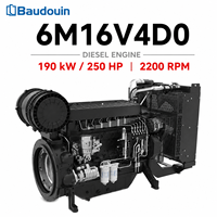 Motor Diésel Turboalimentado Original Baudouin 6M16V4D0 de 190 kW, 258 HP, 6 Cilindros, para Bomba de Agua Industrial, con Variador de Velocidad