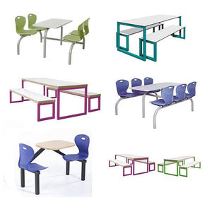 Cartmay School Canteen Cafetería Estudiante Mesa de comedor larga plegable con juego de sillas - Product Image 5