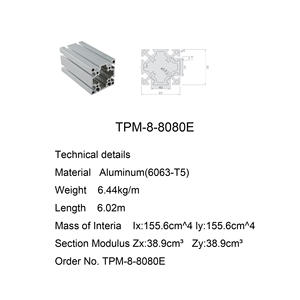 Profil Aluminium Ekstrusi Industri Tugas Berat, Profil Aluminium Alloy 8080 dengan Alur Ganda T-Slot, Anodisasi Hitam, Buatan Pabrik Cina - Product Image 6