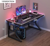 Ensemble bureau et chaise de gaming E-Sports grand format avec éclairage RGB, table de gamer racing avec LED en bois pour la maison et l'école