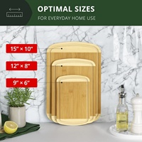 3 buah set papan potong kayu bambu, tiga buah papan potong meja dapur rumah tangga