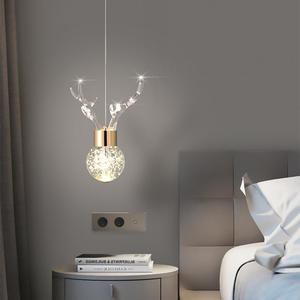 Luxury <b>Crystal</b> Antler Bedside Pendant <b>Light</b> Creative Modern Minimalist Bar Design Nordic Style AC Power Middle LED Adjustable - Product Image 5