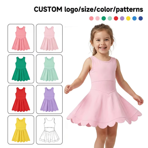 Vestido de yoga sin mangas para niñas con pantalones cortos incorporados, dobladillo de encaje ondulado, tela de yoga, ropa deportiva, logotipo personalizado, color personalizado, talla personalizada - Product Image 1