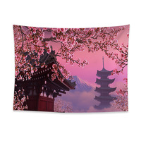 Tapisserie murale en polyester imprimée paysage japonais personnalisée pour mariage, chambre à coucher, fête