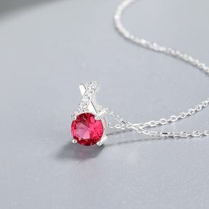 <span class=keywords><strong>Vin</strong></span> rouge diamant personnalisable à la mode fabriqué 925 colliers en argent Sterling pendentifs pour femmes - Product Image 4