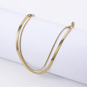 Pulsera de Cadena de Serpiente de Doble Capa de Acero Inoxidable Chapada en Oro PVD de 18K |   3 mm de ancho con extensor |   Joyería Minimalista Ajustable - Product Image 6