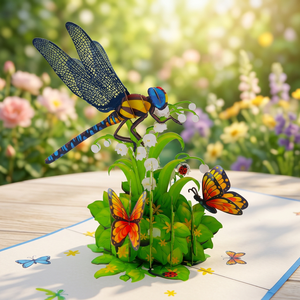 Meilleure vente libellule 3D papier fait main artisanat mignon Animal Style Pop carte Vietnam découpé au laser artisanat floral haut tendance - Product Image 1