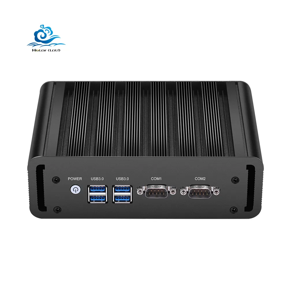 Siyah renk toplu masaüstü Ordinateur De bürosu i3 i5 i7 çift Lan 2 RJ45 port RS232 COM 12v fansız endüstriyel Mini PC bilgisayar