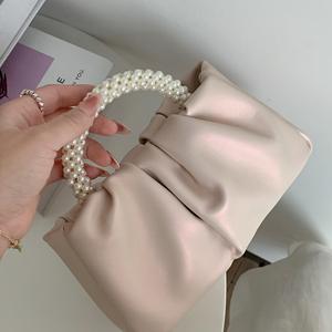 Bolsos de hombro cuadrados de diseño de lujo para mujer, bolso de mensajero pequeño con asa de perlas, bolsos pequeños para mujer - Product Image 5