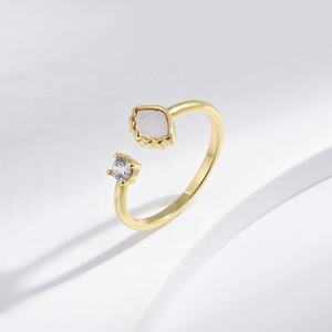 factory price plata 925 silver dainty stackable small ring fine 18k gold plated engraved kids shell heart <b>cheap</b> rings <b>for</b> <b>girls</b> - Product Image 1
