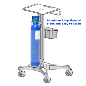Venta directa de fábrica de tanques de oxígeno silenciosos de aleación de aluminio anodizado de cuatro ruedas, ventiladores, monitores, oxígeno por ultrasonido - Product Image 5