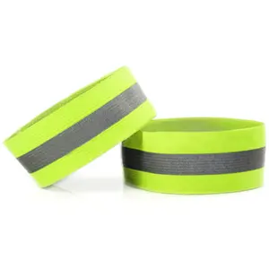 High Visibility Promotion Night Safety Bike Run Strip Wrist Band Wrap 3m Reflex Light Green Reflective Wristband For Walking