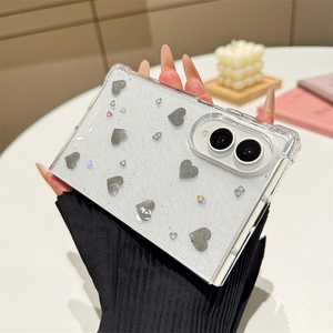 Étui de téléphone de luxe avec paillettes dorées, motif cœur et étoile, pour iPhone 18 Fold, protection élevée, coque antichoc, motif TPU - Product Image 6