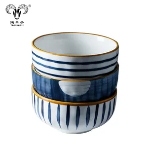 Giapponese di alta qualità dipinta a mano sottosmalto colore per uso domestico di grandi dimensioni in ceramica ciotola di minestra ciotola
