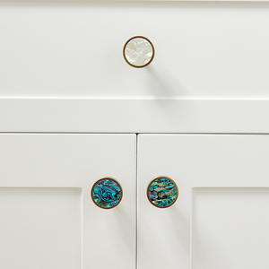 Doğal kabukları kabine çekmece kolları pirinç mobilya Dresser mutfak donanım dolap otel için Abalone kabuk tasarımı çeker - Product Image 3