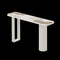 Console de luxe italienne moderne et simple, meuble d'entrée mural pour hôtels, design incurvé, finition ardoise, accessible