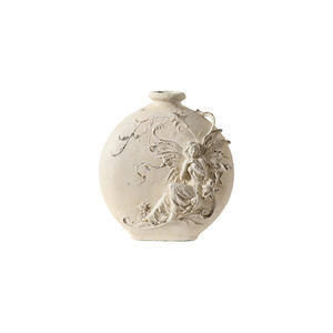 Vase en terre cuite de style français Yan Yujia, 8-16 pouces, vintage, avec ange sculpté, blanc, décoration de table pour l'intérieur de la maison - Product Image 5