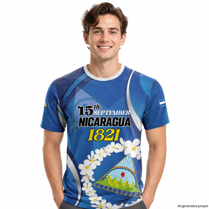 Camiseta al por mayor de bajo precio para el Día de la Independencia de <span class=keywords><strong>Nicaragua</strong></span> 1821, camiseta Guardabarranco, camiseta de cuello redondo transpirable para hombre con diseño de <span class=keywords><strong>Nicaragua</strong></span> - Product Image 5