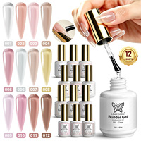 Colle de construction UV 12 couleurs (séchage rapide) pour extensions d'ongles sans capsules - Usage professionnel en salon