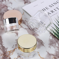 Crème pour le visage écologique, acrylique, poudre à ongles, pot de trempage, 15g, 30g, 50g, 0.5oz, 1oz, 2oz, pots en plastique vides avec couvercles argentés