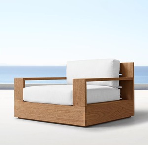 Sillón Giratorio Moderno <span class=keywords><strong>de</strong></span> Madera <span class=keywords><strong>de</strong></span> Teca <span class=keywords><strong>para</strong></span> Exteriores con Diseño Ecológico y Duradero, Cojín Impermeable <span class=keywords><strong>para</strong></span> <span class=keywords><strong>Jardín</strong></span>, Parque, Hotel y Villa - Product Image 5