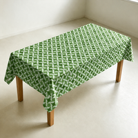 Nappe rectangulaire imperméable en PEVA à motif losanges tissés avec rubans vert foncé et blancs, 54 x 108 pouces, pour Thanksgiving
