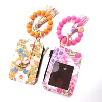 Llavero de Cuero Genuino, Resistente, con Bloqueo RFID, Tarjetero, Monedero, Pulsera, Llavero de Lujo para Mujer con Borla, Envío Rápido RTS