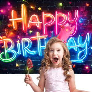 Toile de fond d'anniversaire néon phosphorescente-Mur de briques urbaines avec fond de <span class=keywords><strong>photographie</strong></span> Funky Graffiti Hip Hop Teen Séance photo - Product Image 6