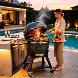 Grande barbecue fumoir au charbon de bois en céramique style <span class=keywords><strong>Big</strong></span> <span class=keywords><strong>Green</strong></span> <span class=keywords><strong>Egg</strong></span> de 18 pouces pour la <span class=keywords><strong>cuisson</strong></span> en extérieur - Product Image 1