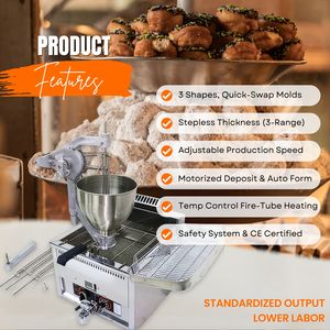 เครื่องทำโดนัทแบบแก๊สเครื่องทอดแบบปล่อยอัตโนมัติ110V 220V สำหรับร้านค้าใช้3แม่พิมพ์แหวนไวรัสบอลโมจิ - Product Image 3