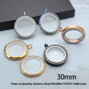 Scatola Portafoto in Acciaio Inossidabile e Vetro, Scatola per Cinnabro, Contenitore per Ricordi di Capelli di Bambino, Ciondolo Collana con Diamanti e Catena in Bambù - Product Image 3