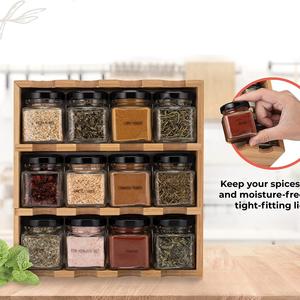 Étagère de rangement pour épices <span class=keywords><strong>en</strong></span> <span class=keywords><strong>bambou</strong></span> pour la cuisine à domicile, multi-niveaux, réglable, minimaliste, moderne, organisateur d'épices pliable, type debout - Product Image 5
