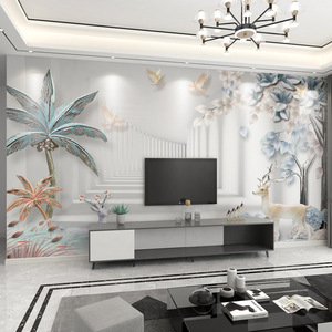 Papier peint 3D Moderne Nordique Elk Tv Fond Revêtement Mural Salon Papier Peint Film Et Télévision Revêtement Mural - Product Image 2