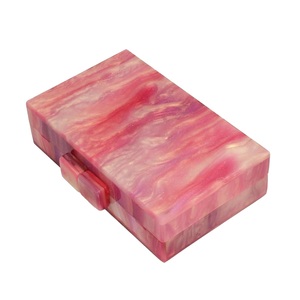 Women Acrylic Evening Clutch Bag Unique <b>Square</b> Marbling Handbag with Beaded Wedding Party Prom Purse - Product Image 3