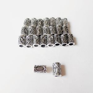 10 Piezas de Cuentas Vintage de Bronce Antiguo <span class=keywords><strong>para</strong></span> Trenzas de Cabello, Barba, Rastas, Anillos Tubulares, Dijes con Runas Vikingas <span class=keywords><strong>para</strong></span> Hacer Joyería y Collares - Product Image 4