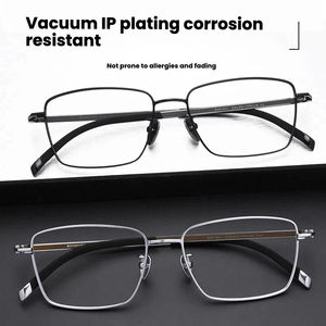 إطار نظارات كلاسيكي مربع الشكل للجنسين، خفيف الوزن للغاية، مصنوع من التيتانيوم النقي، مع عدسات AC مطبوعة، نظارات قراءة بإطار كامل للبالغين - Product Image 3