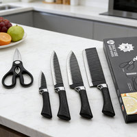 Ensemble de 6 couteaux de cuisine en acier inoxydable avec manches en plastique, ambidextres, comprenant un couteau de chef, un couteau à découper et un couteau à éplucher, coffret cadeau, vente en gros