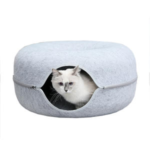 Vente en gros de haute qualité beignet chat semi-fermé tunnel feutre lit grotte ronde pour intérieur - Product Image 1