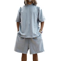 Setelan Pendek Musim Panas GYQ 2 Pcs untuk Pria, Set Kasual Celana Pendek dan Kemeja untuk Pria, Logo Custom, Loungewear, Tracksuit Pria