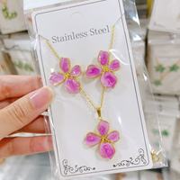 Groothandel RVS Emaille Bloem Vlinder Hart Fruit Schelp Oorbellen Set met bijpassende hanger ketting sieraden voor vrouwen