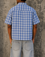 Fabricant de T-shirts Personnalisés – Chemise en Flanelle à Carreaux Oversize Boutonnée à Manches Courtes, Coupe Boxy, Style Patchwork, pour Homme