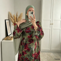 Abaya imprimée style Dubaï, robe maxi musulmane florale en gros pour femmes