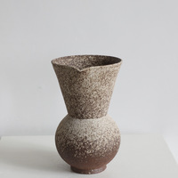 Pot en grès vintage Wabi-sabi ARM LVG, vase de table rustique texturé en porcelaine, décoration artistique artisanale antique pour la maison