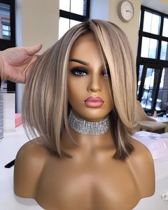 Pelucas de <span class=keywords><strong>Cabello</strong></span> Humano 100% Europeo, Color Blanco Platino 613, con Frente de Encaje Transparente, Pelucas Cortas Tipo Bob para Mujer - Product Image 4