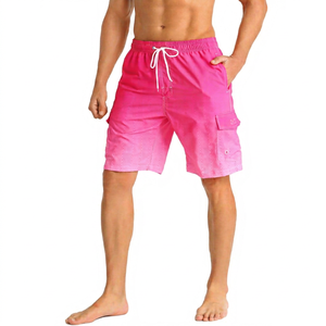 Short de bain pour homme à imprimé géométrique, séchage rapide, avec cordon de serrage, décontracté, longueur courte, avec poches, taille mi-haute, bleu - Product Image 1