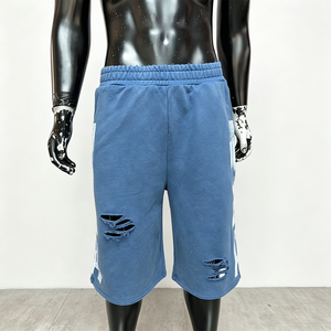 Oem Casual Sport 7-point Shorts 100% Cotton Men's Gym Drawstring Shorts Print Logo Knitted Drawstring Closure Shorts for Men - Product Image 2