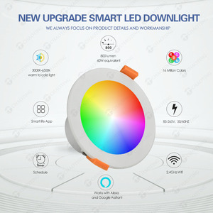 Màu Xanh răng từ xa App Alexa điều khiển bằng giọng nói LED ánh sáng tại chỗ Trần downlights RGB + CCT 2700k-6500K thay đổi độ sáng đèn thông minh Downlight - Product Image 3