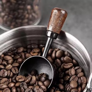 Walnut Handle Coffee Spoon Long Handle Coffee Bean Spoon Short Handle Stainless Steel Coffee Powder <b>Measuring</b> Spoon Kitchen <b>Tool</b> - Product Image 1