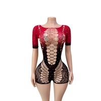 Combinaison de danse sexy avec strass, tenue de scène scintillante, tenue de danseuse exotique, tenue de strip-teaseuse, justaucorps de pole dance pour femmes